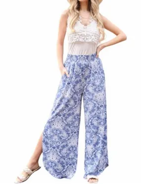 And The Why - Smocked Floral Side Slit Pants