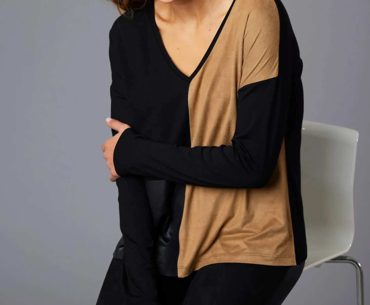 Angel Apparel - Two Tone V-Neck Top