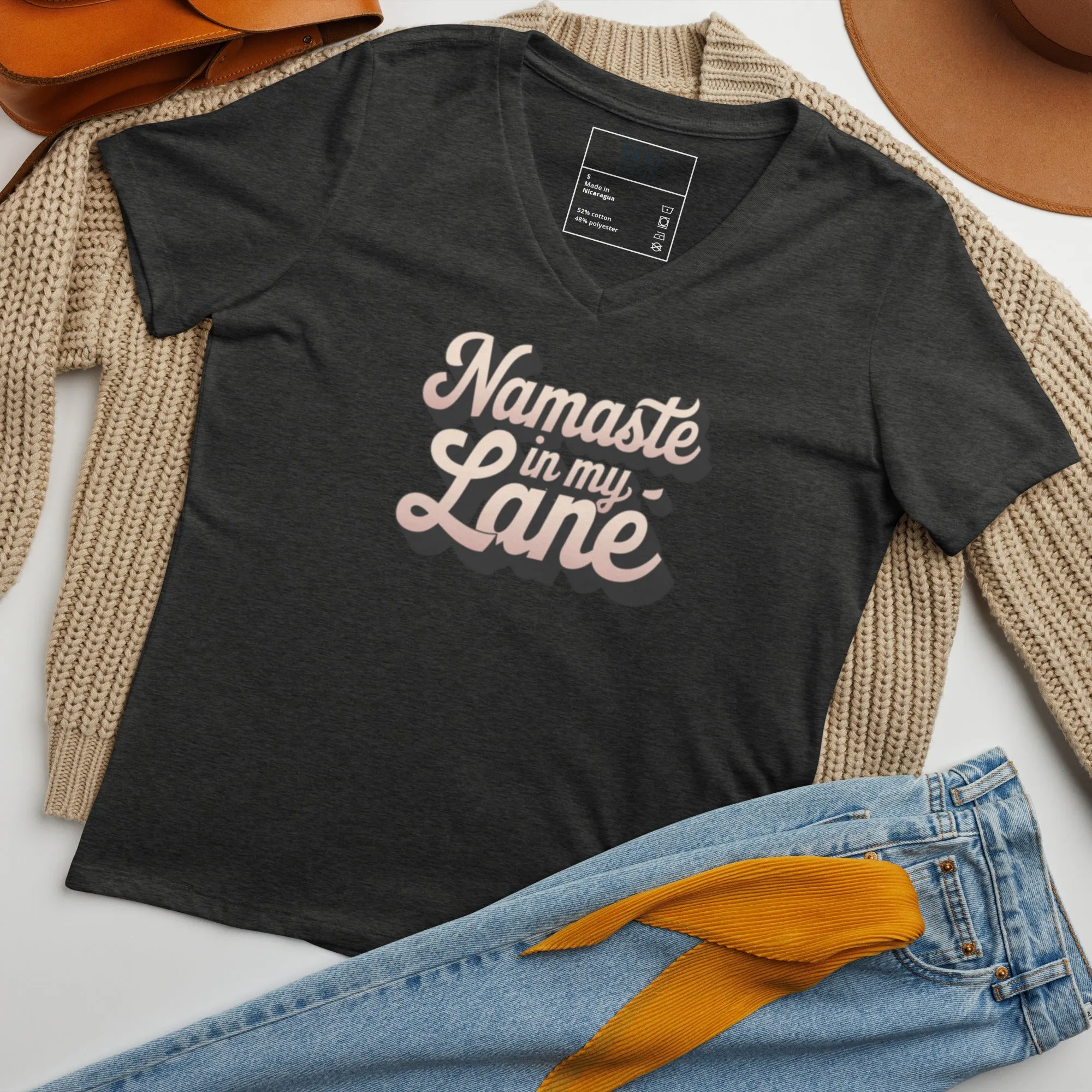 DUO MODERN "Namaste In My Lane" Women’s Relaxed V-Neck T-Shirt