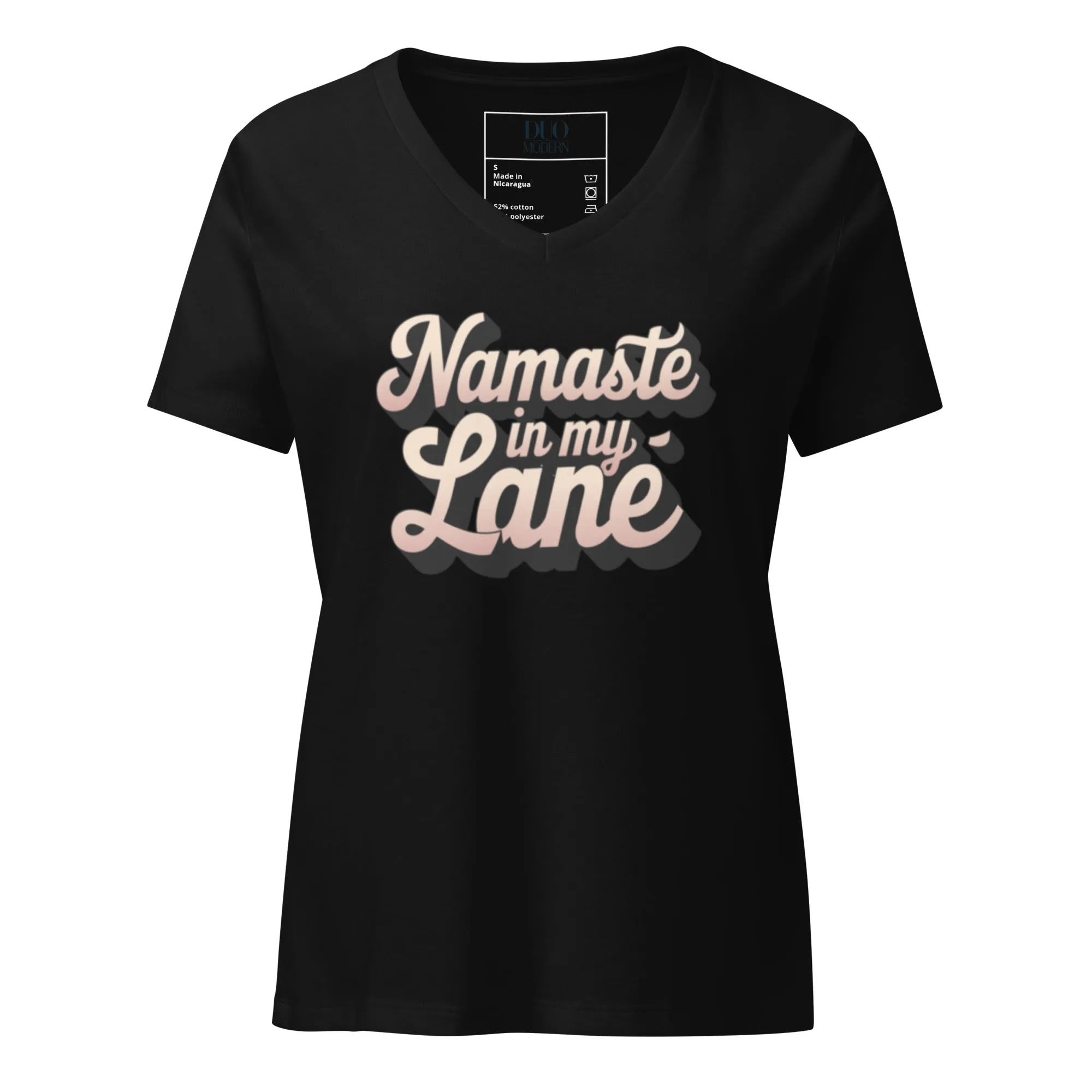DUO MODERN "Namaste In My Lane" Women’s Relaxed V-Neck T-Shirt