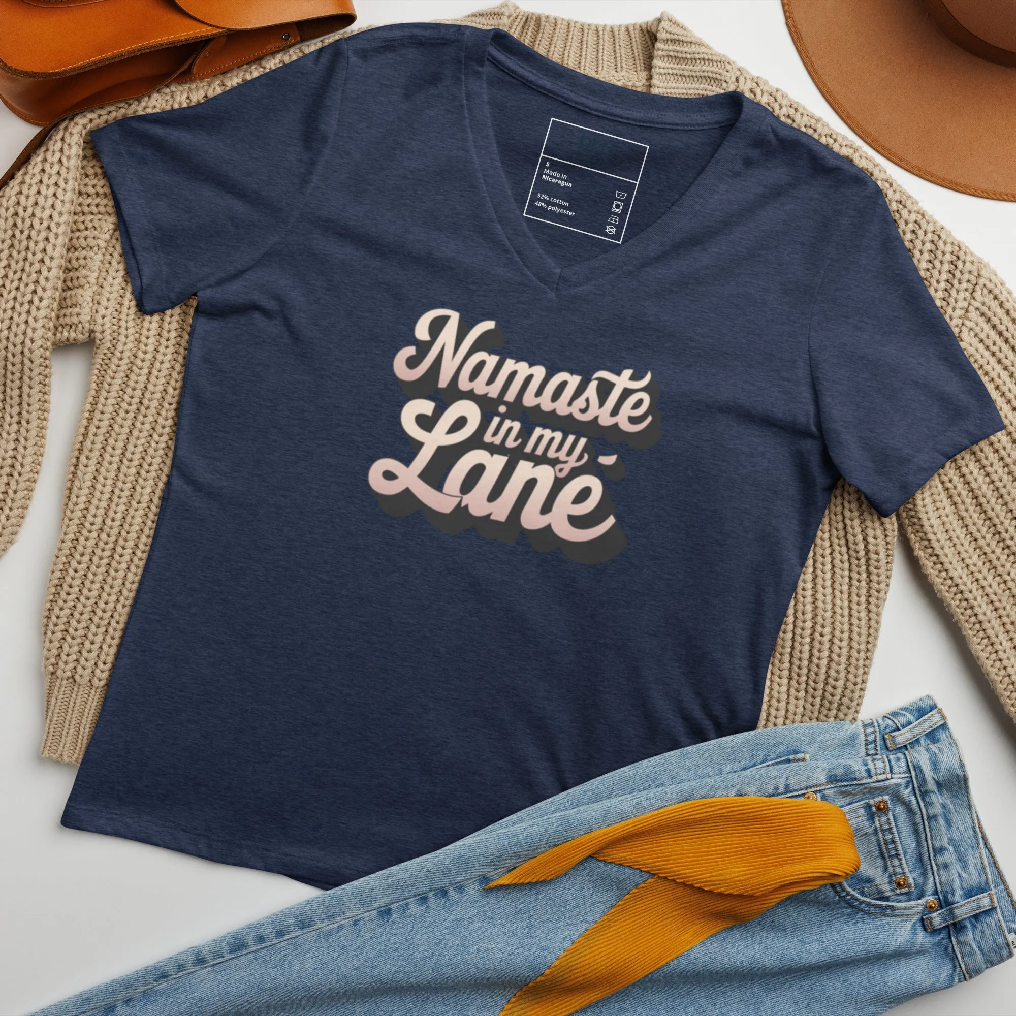 DUO MODERN "Namaste In My Lane" Women’s Relaxed V-Neck T-Shirt