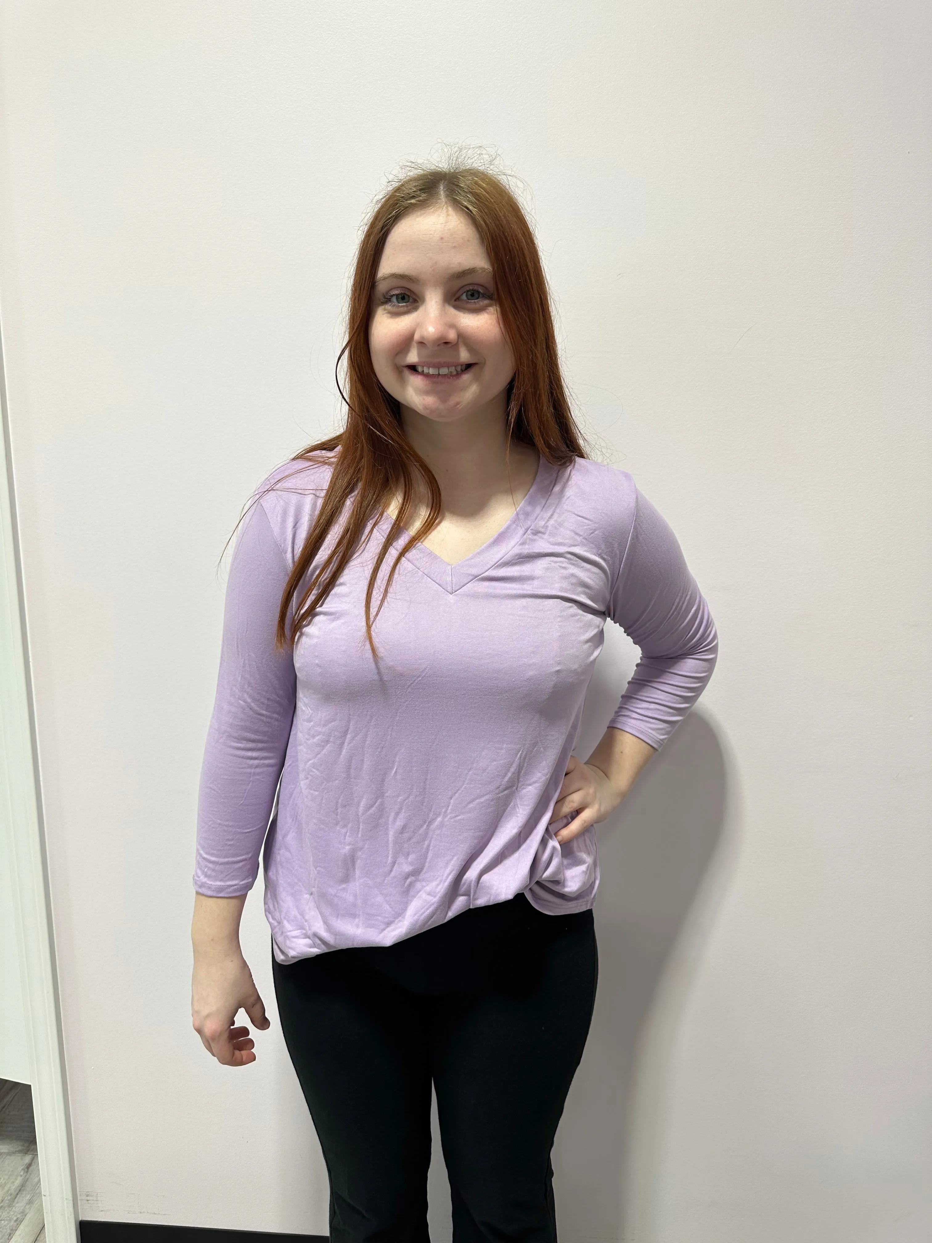 Perfect V Neck 3/4 Sleeve Top
