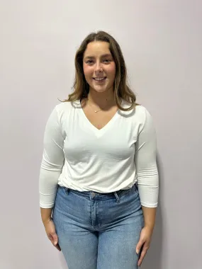 Perfect V Neck 3/4 Sleeve Top