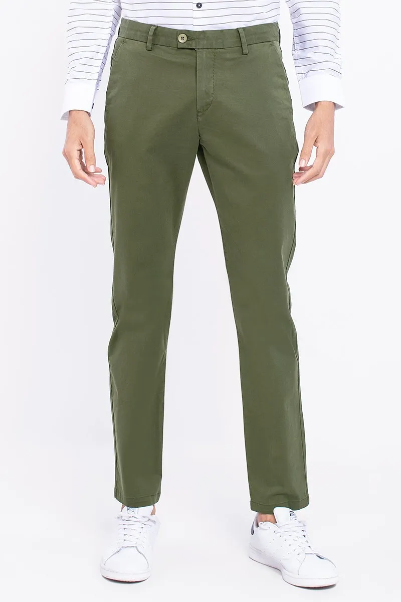 SF Moss Green 2-Way Stretch Washed Chino