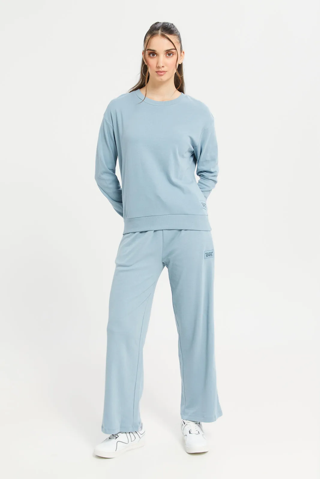 Women Blue Wide Wide Leg Pants